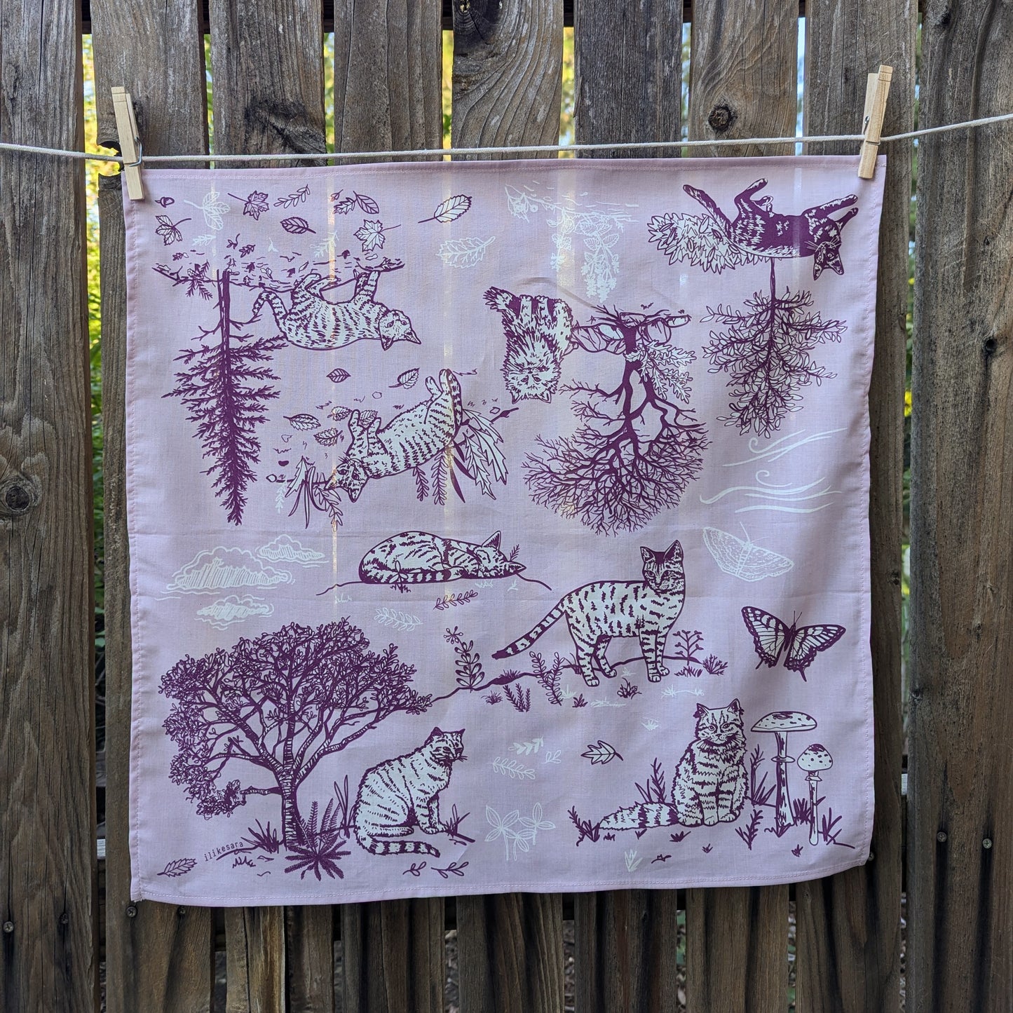 bandana | outside cats - light purple kitty nature forest scarf