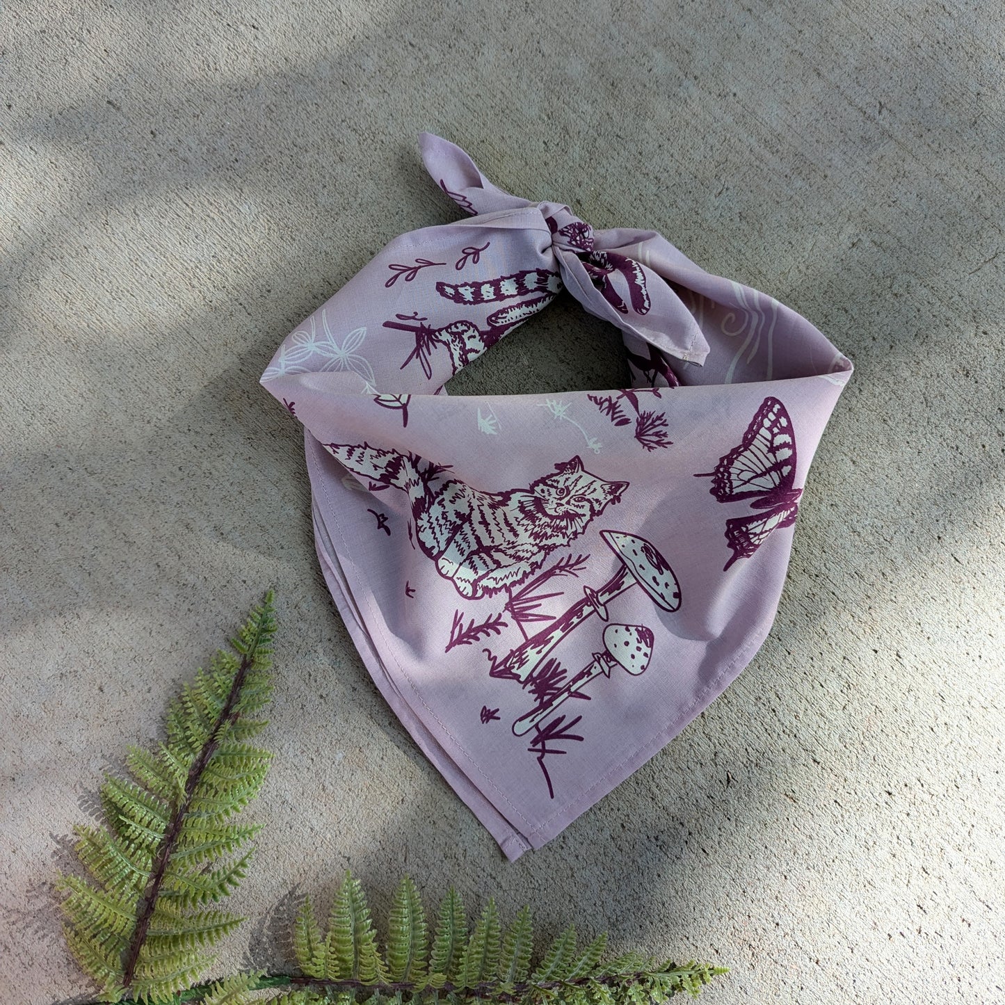 bandana | outside cats - light purple kitty nature forest scarf