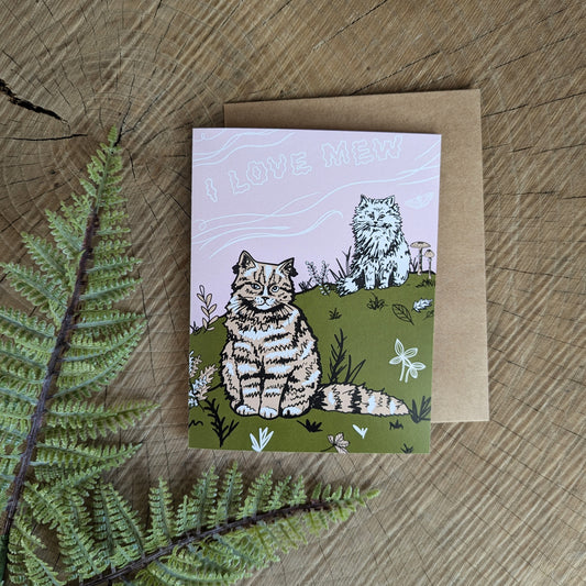 greeting card | i love mew - friendship cat