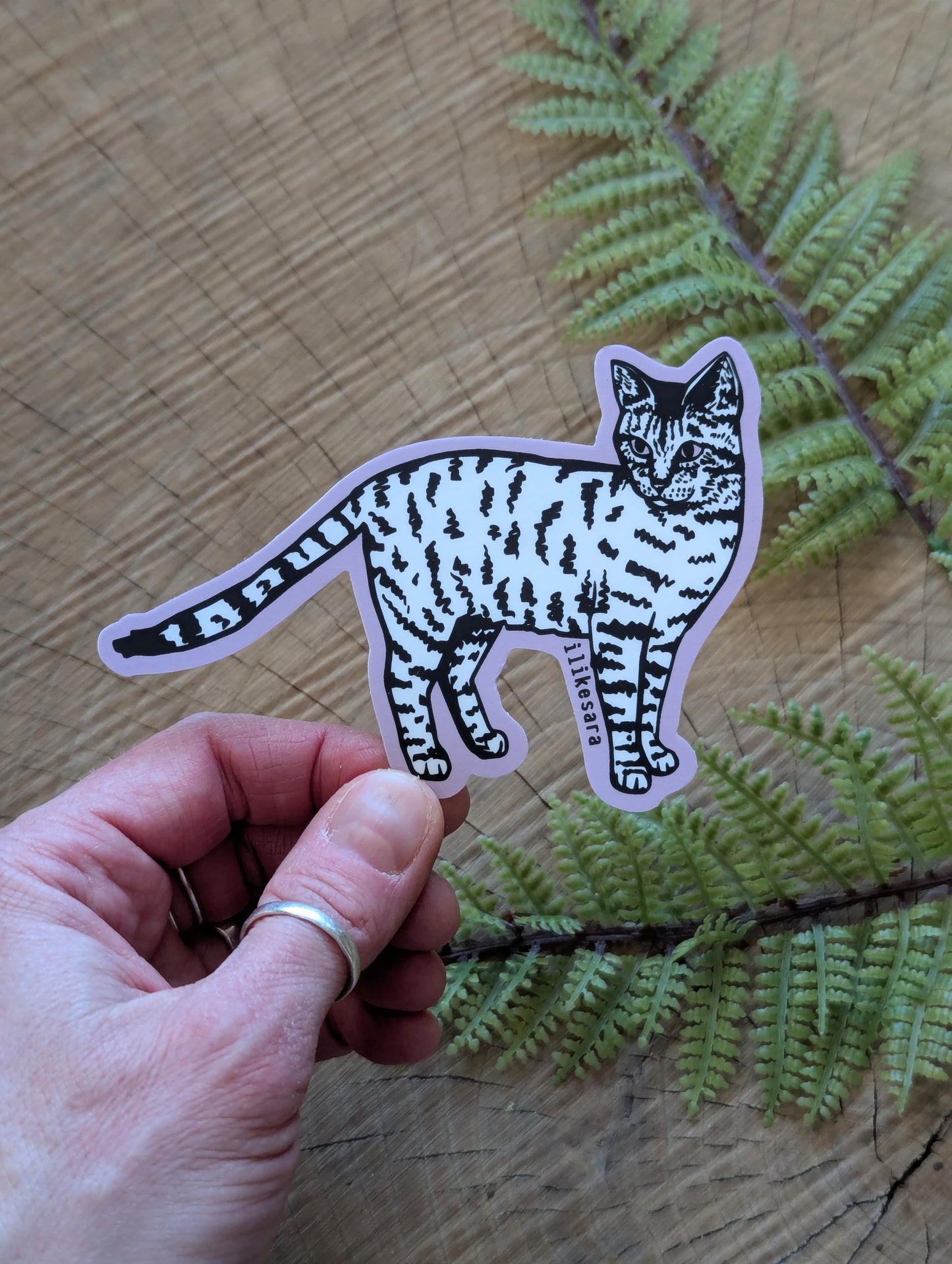 sticker | standing tiger cat - waterproof uv-resistant vinyl kitty decal