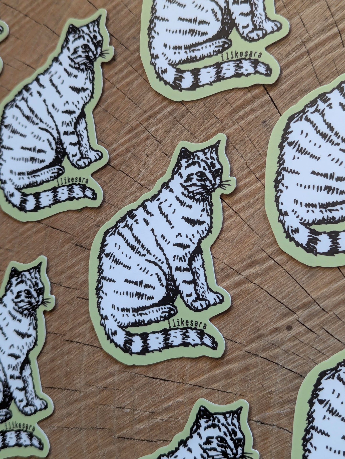 sticker | sitting white cat - waterproof uv-resistant vinyl kitty decal
