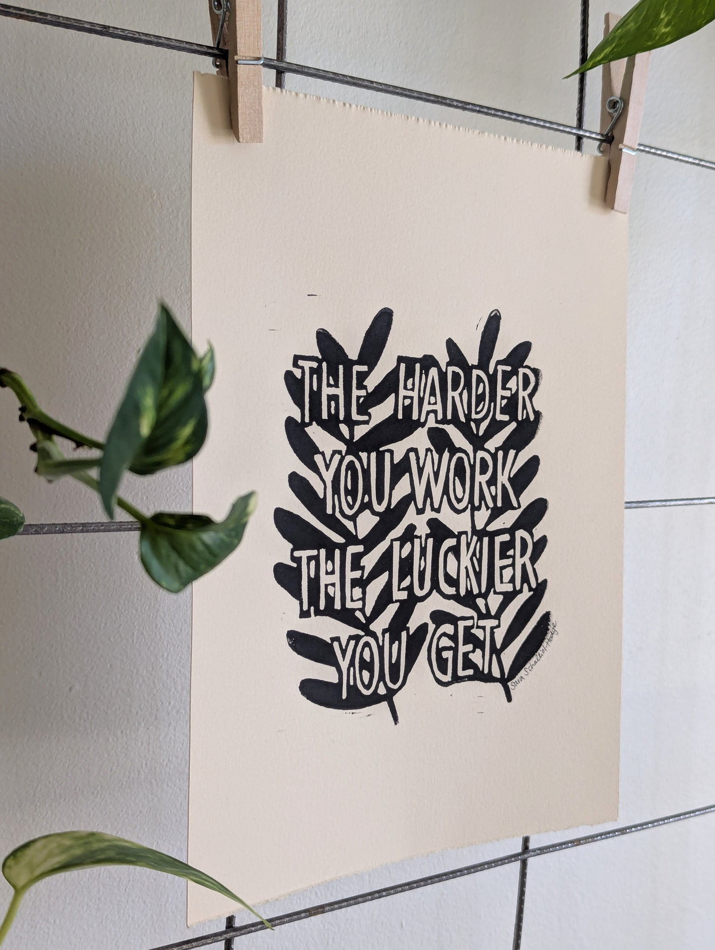 handprinted blockprint | the harder you work
