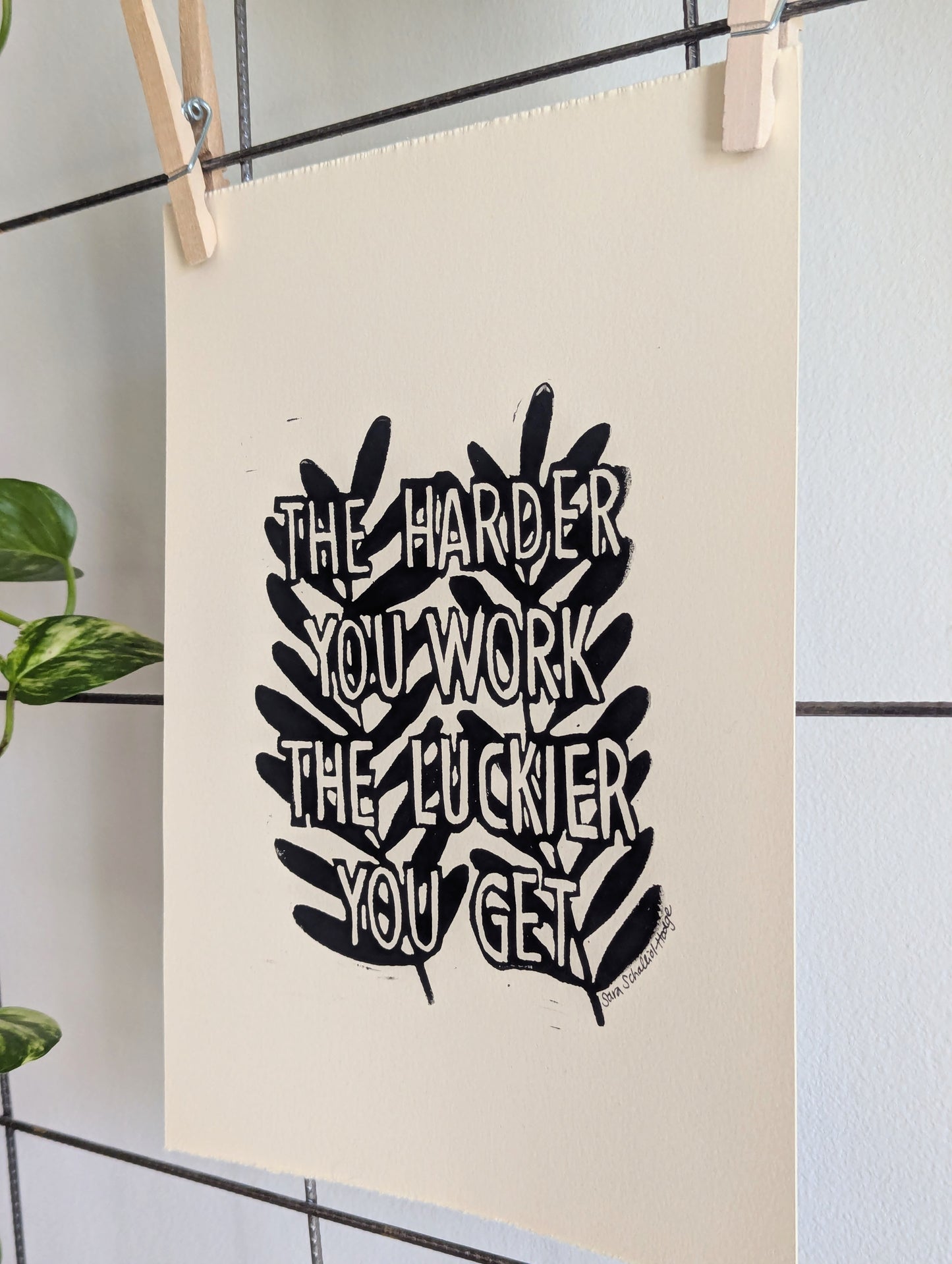 handprinted blockprint | the harder you work