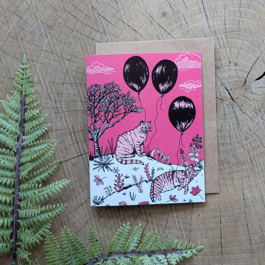 greeting card | balloon cats pink - congratulations, anytime card