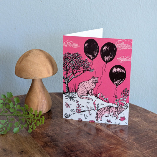 greeting card | balloon cats pink - congratulations, anytime card