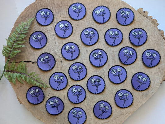iron-on patch | purple daisy flower - 2.75" round