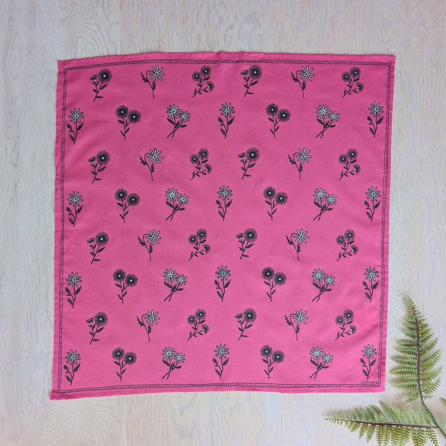 bandana | bloom - hot pink floral pattern flower blockprint scarf neckerchief