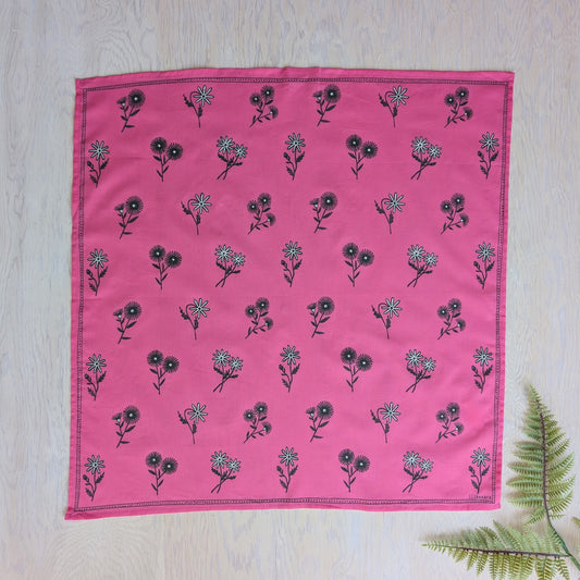 bandana | bloom - hot pink floral pattern flower blockprint scarf neckerchief