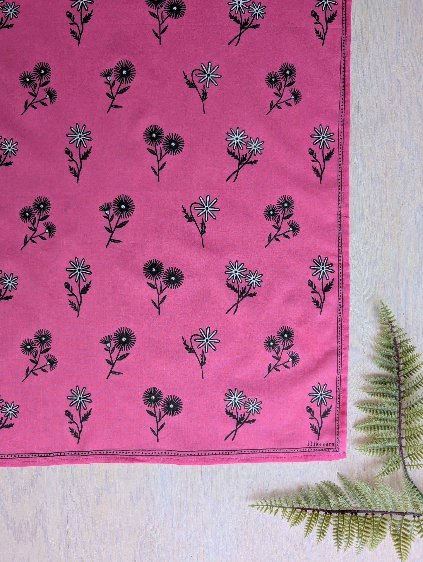 bandana | bloom - hot pink floral pattern flower blockprint scarf neckerchief