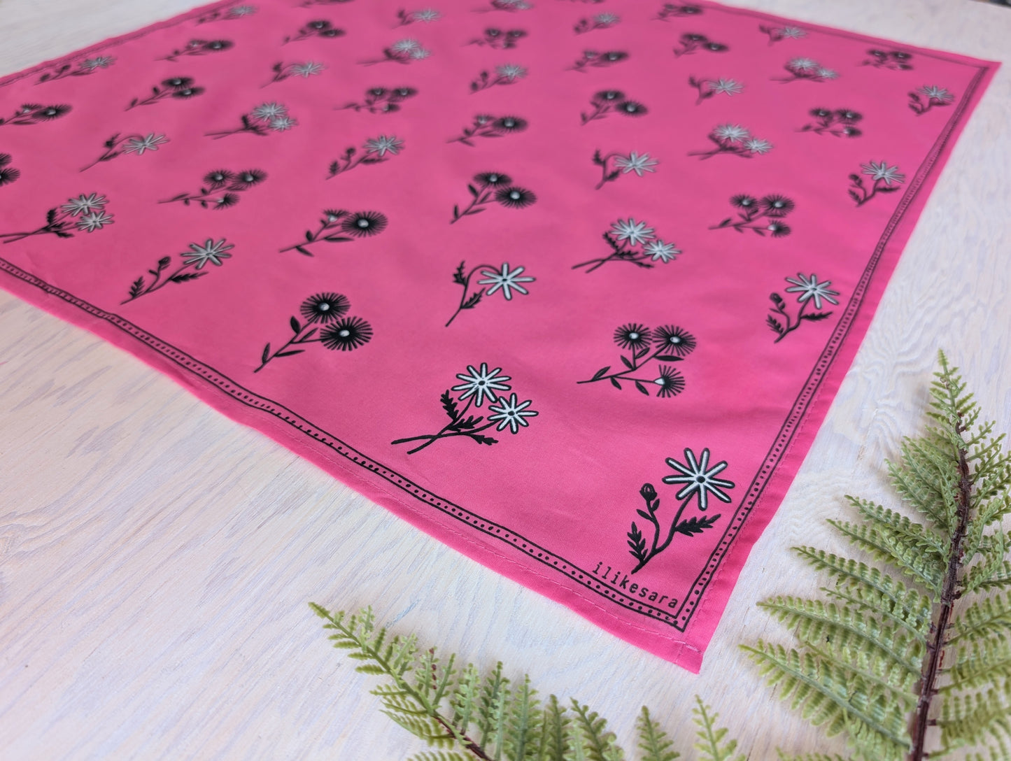 bandana | bloom - hot pink floral pattern flower blockprint scarf neckerchief
