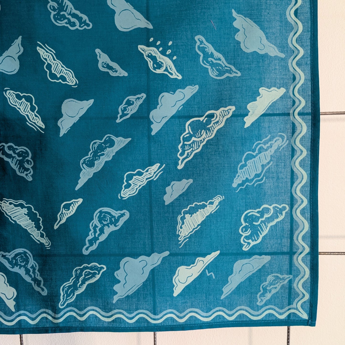bandana | clouds - blockprint blue patterned scarf neckerchief
