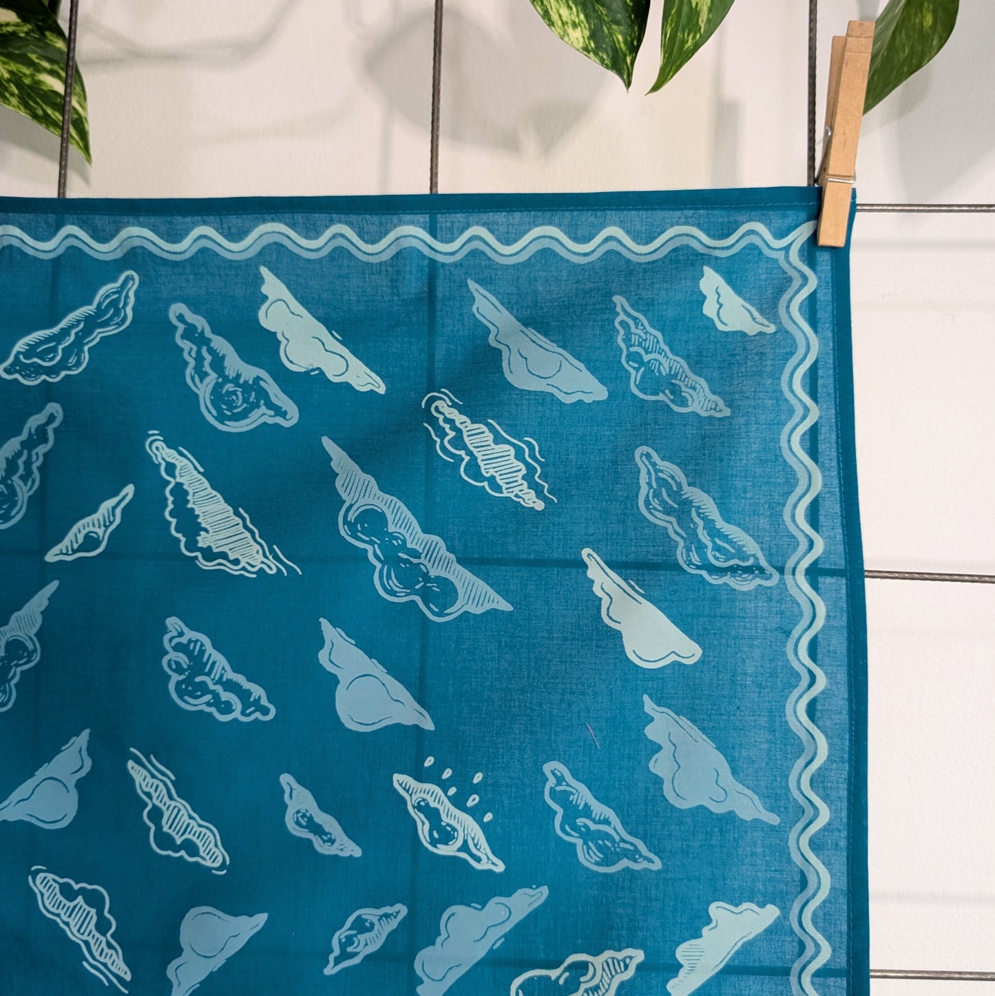 bandana | clouds - blockprint blue patterned scarf neckerchief