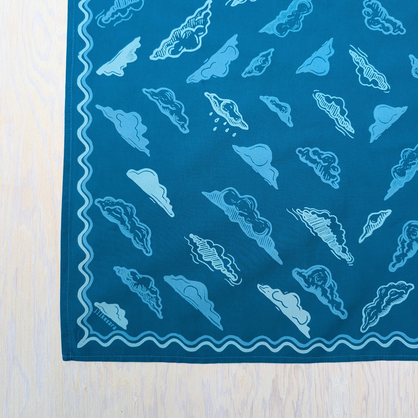 bandana | clouds - blockprint blue patterned scarf neckerchief