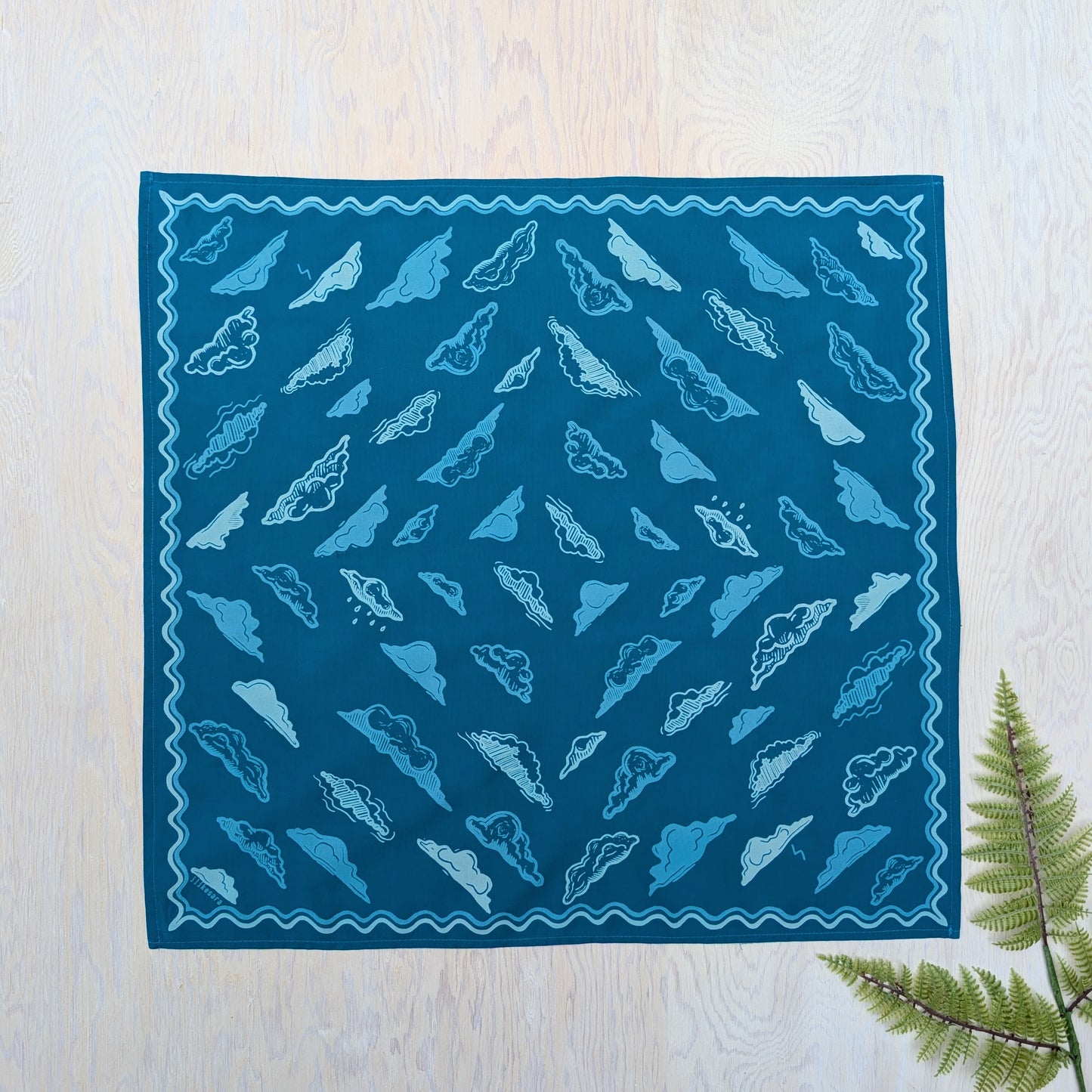 bandana | clouds - blockprint blue patterned scarf neckerchief