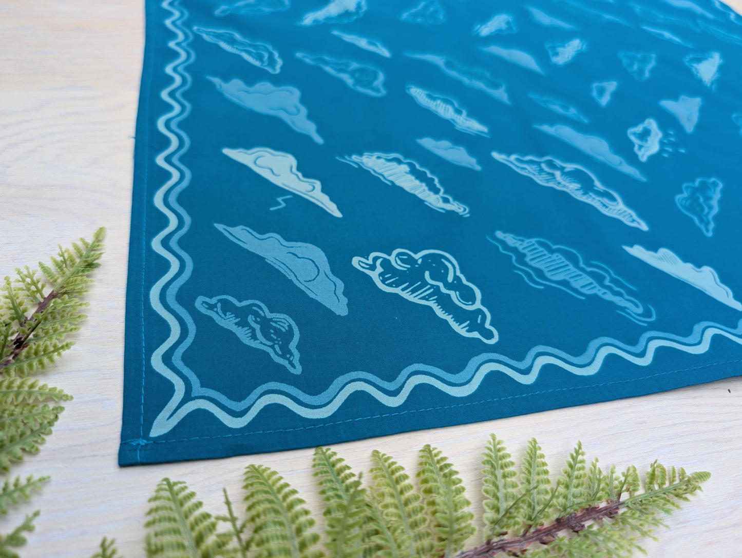 bandana | clouds - blockprint blue patterned scarf neckerchief