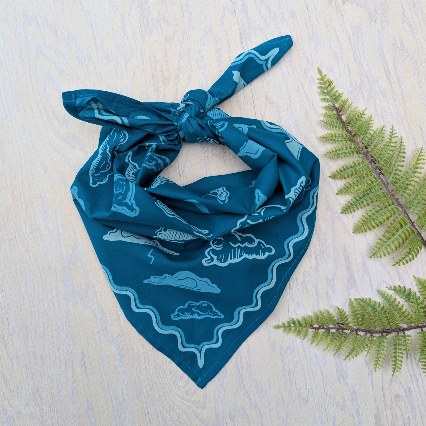 bandana | clouds - blockprint blue patterned scarf neckerchief