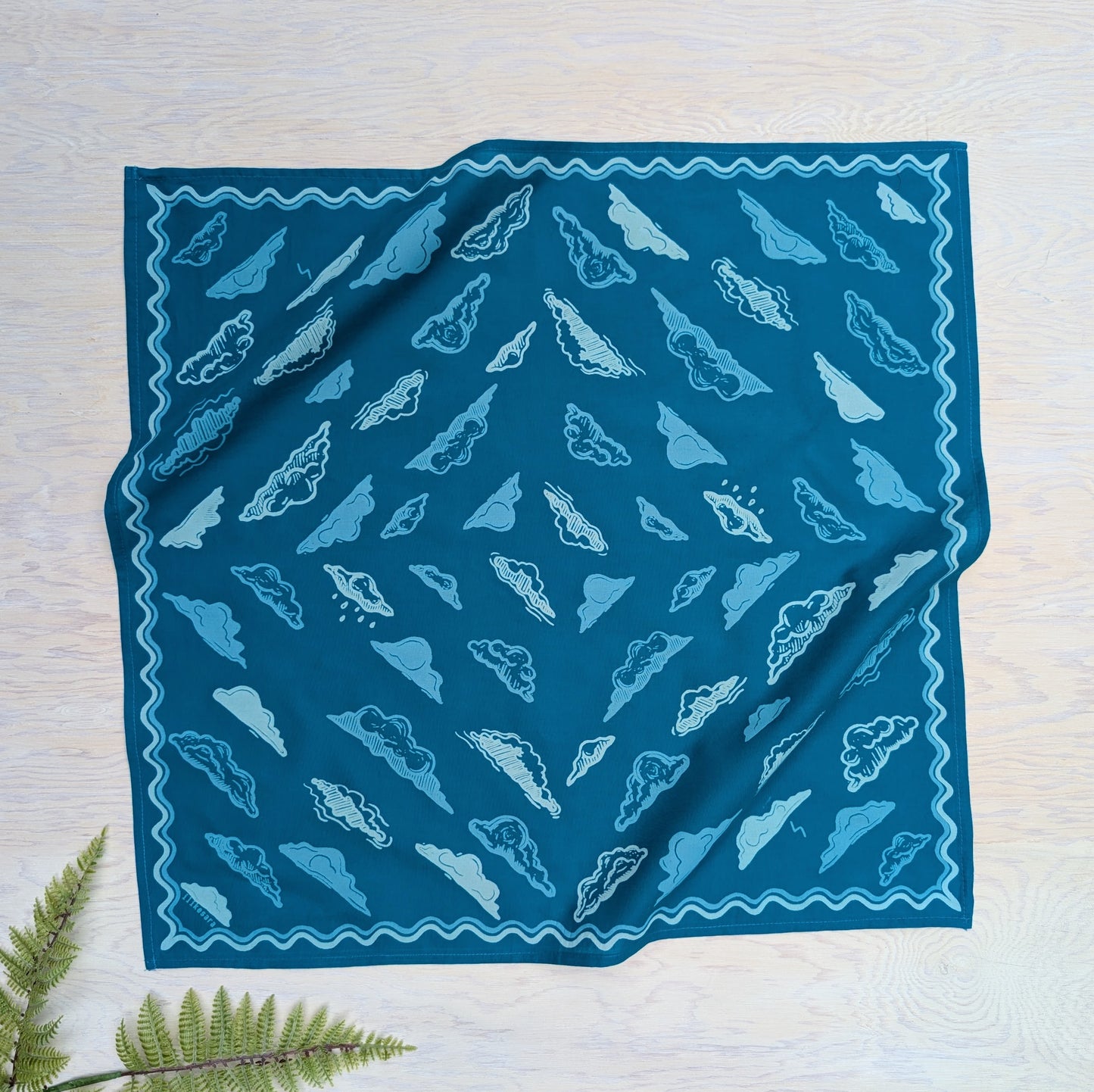 bandana | clouds - blockprint blue patterned scarf neckerchief