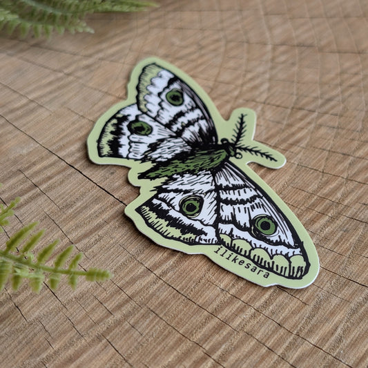 sticker | polyphemus moth - waterproof uv-resistant vinyl bug / insect decal