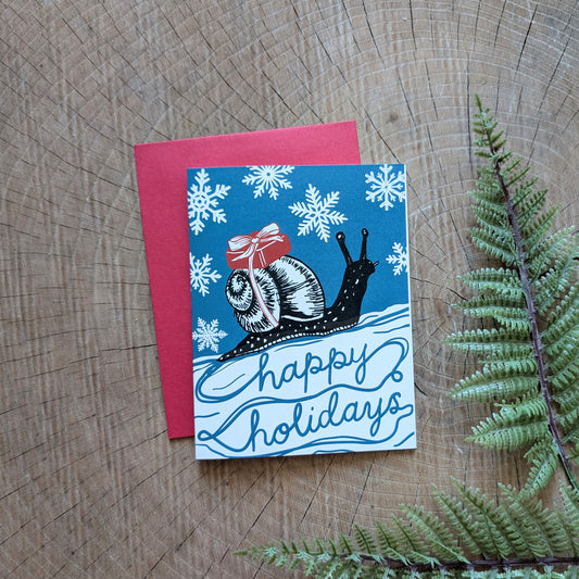 greeting card | happy holidays snail