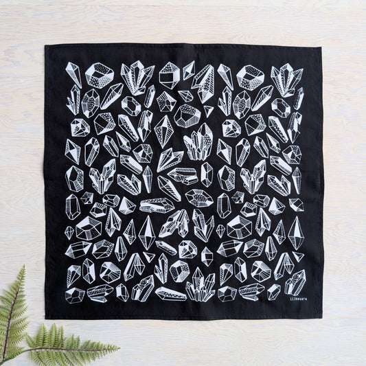 bandana | gem - black & white crystal patterned scarf neckerchief