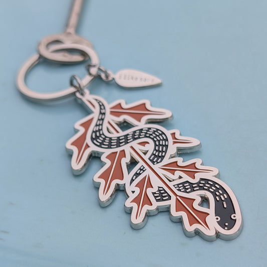 metal enamel keychain / purse charm | serpent fern - black snake