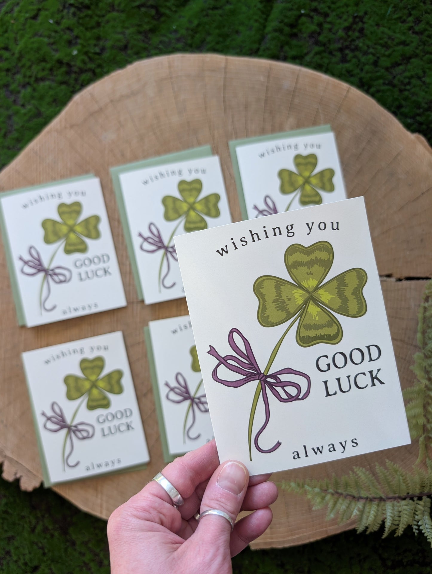 greeting card | wishing you good luck - 4 leaf clover, saint patricks day, encouragement