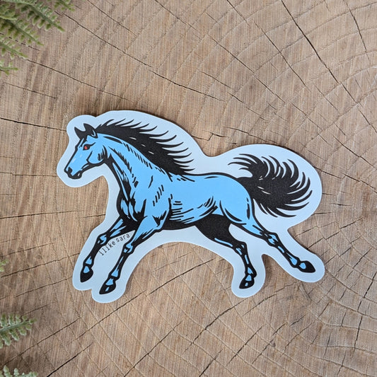 sticker | blucifer horse - waterproof uv-resistant vinyl blue mustang decal