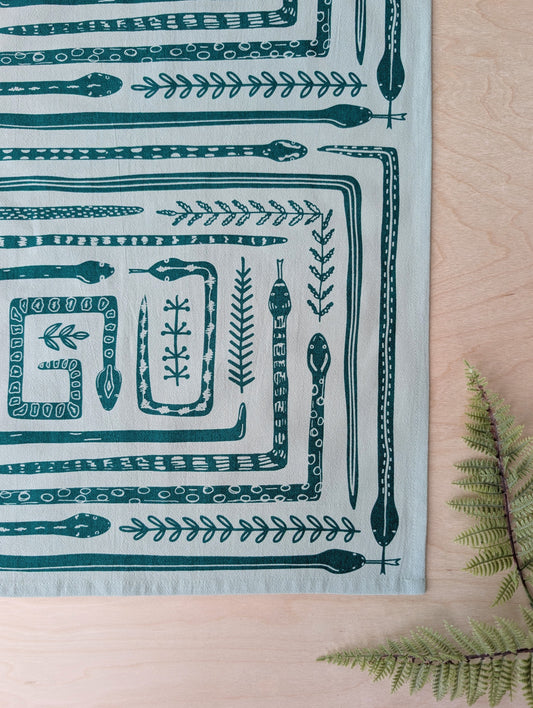 tea towel | serpent path - cotton flour sack snake kitchen dish cloth