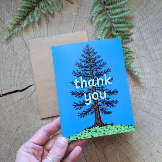 greeting card | thank you Eastern White Pine tree with kraft envelope