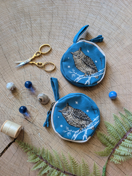 coin pouch | night owl - dusk blue zipper bag with waterproof lining