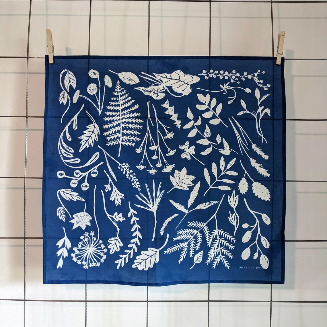 bandana | sunprint - indigo blue screenprinted plant scarf neckerchief
