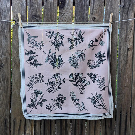 bandana | fatal florals - pink screenprinted poison flower scarf