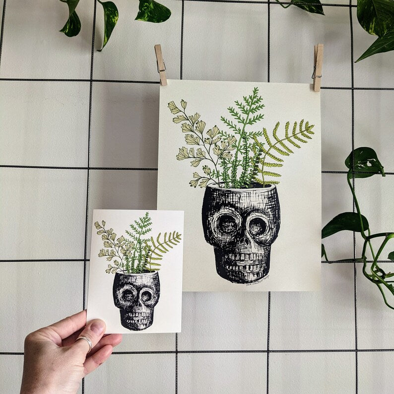 greeting card | skull planter - Halloween