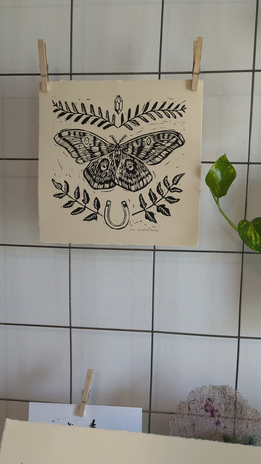 handprinted blockprint | luck moth