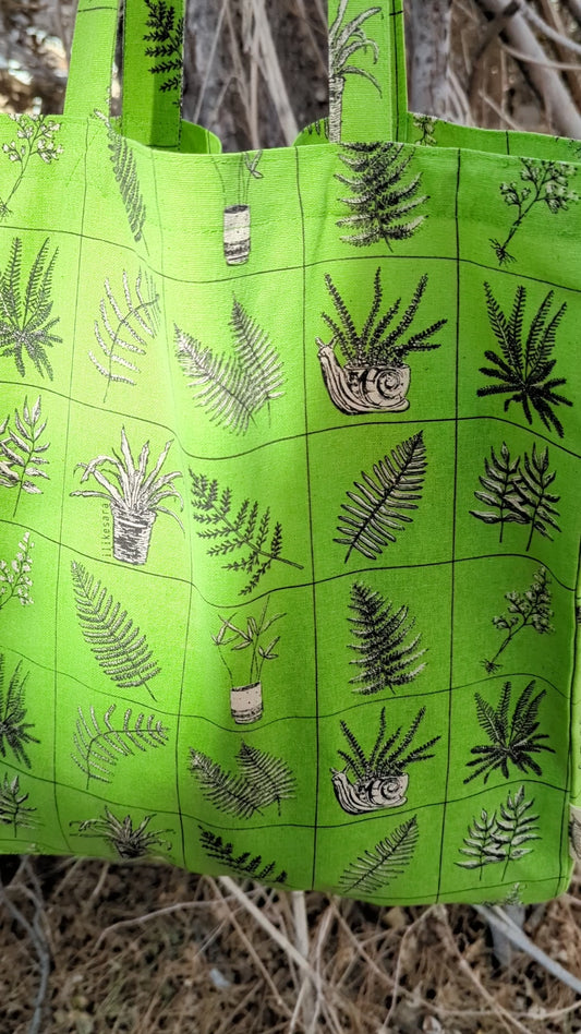 tote bag | fern specimens - green plant canvas screenprinted tote