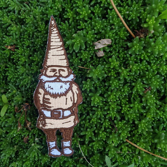 iron-on patch | gnome - brown & tan 4.5" x 1.6"