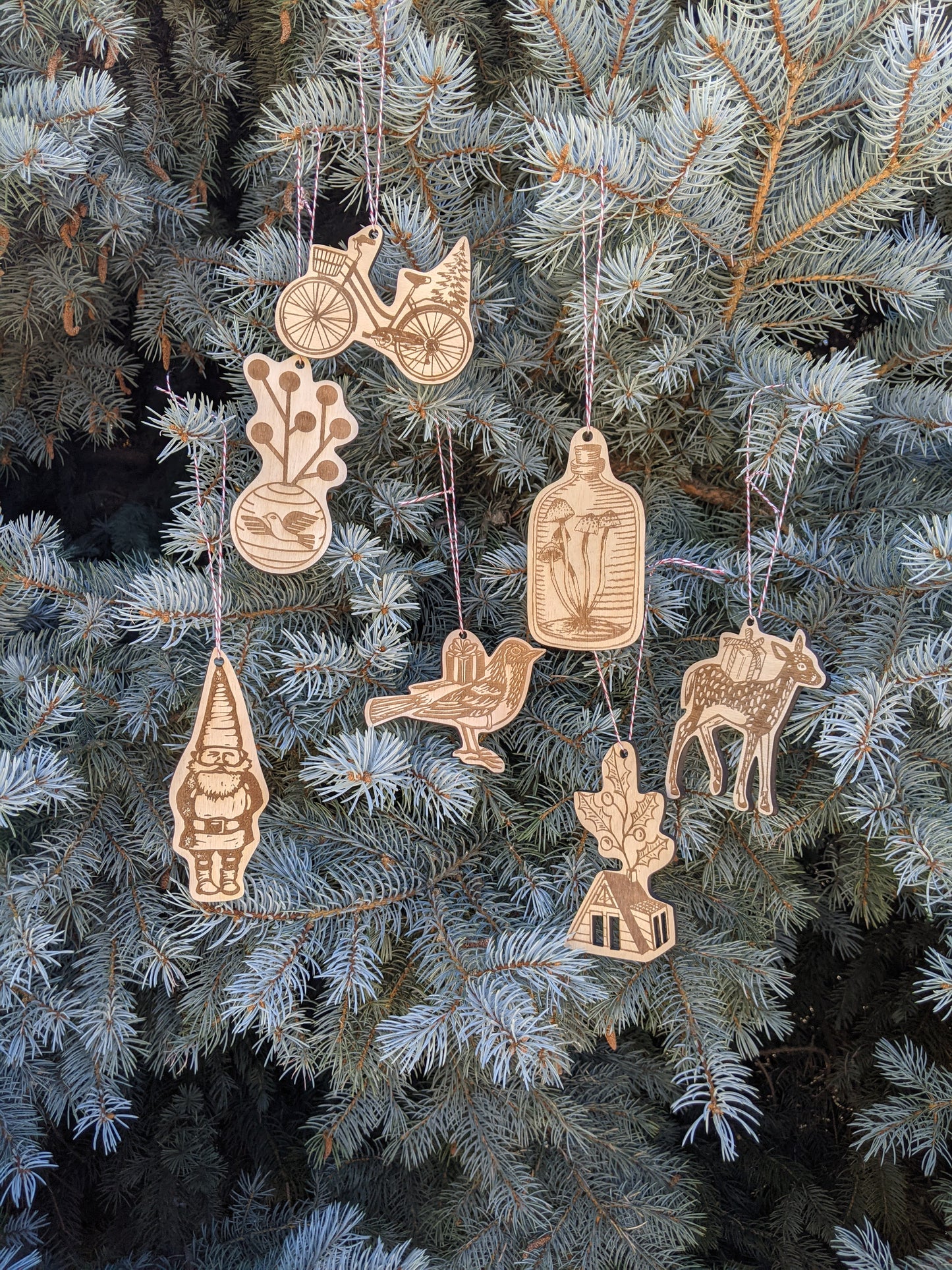 wooden ornament | gift bird - laser-cut birch plywood Christmas decor