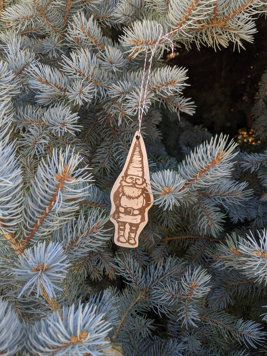 wooden ornament | woodland gnome - laser-cut birch plywood Christmas decor