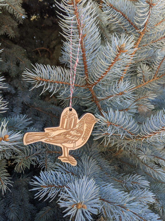 wooden ornament | gift bird - laser-cut birch plywood Christmas decor