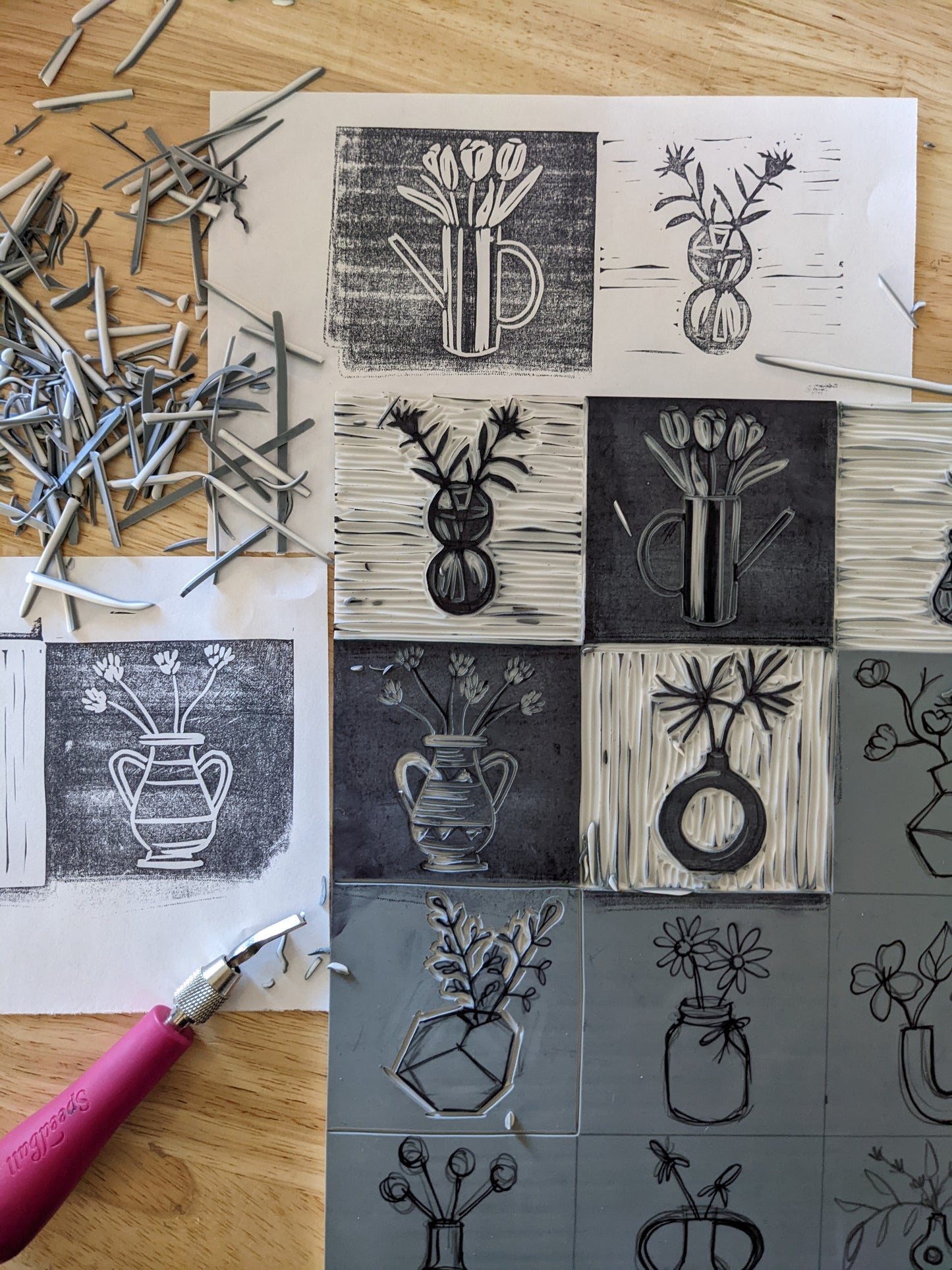 handprinted blockprint | flower grid