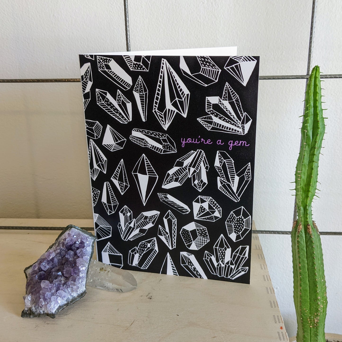 greeting card | you're a gem - love friendship crystal