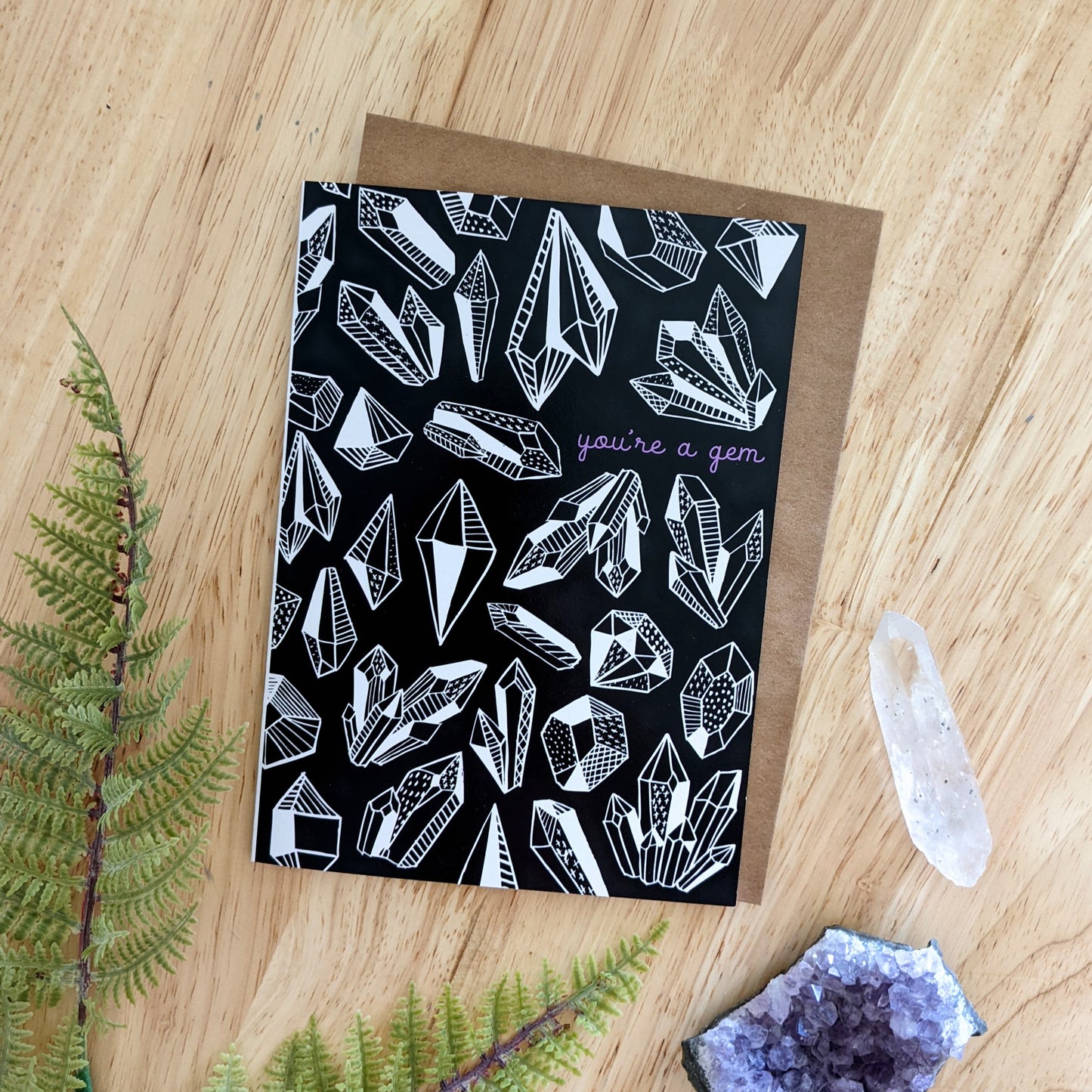greeting card | you're a gem - love friendship crystal