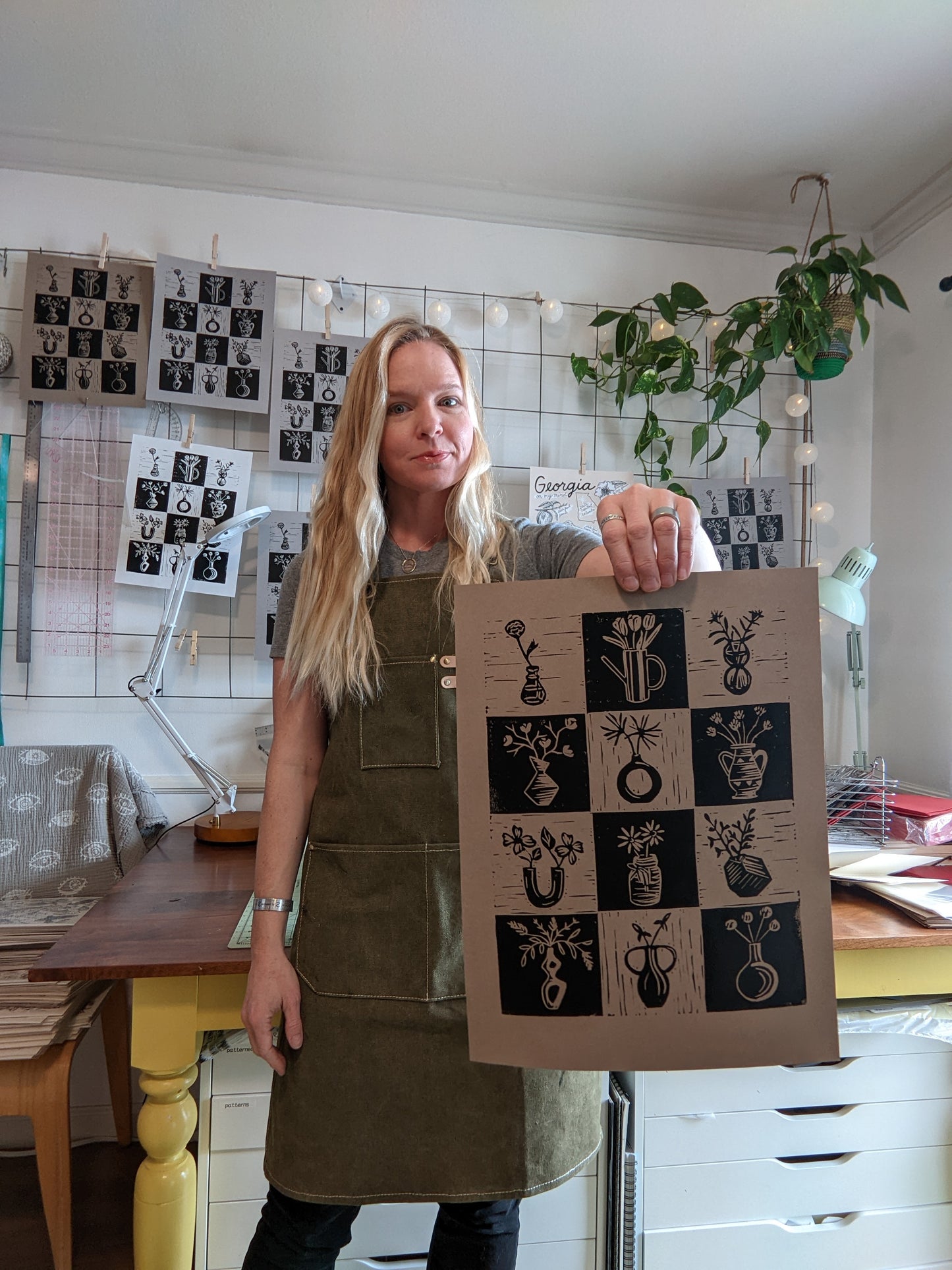 handprinted blockprint | flower grid