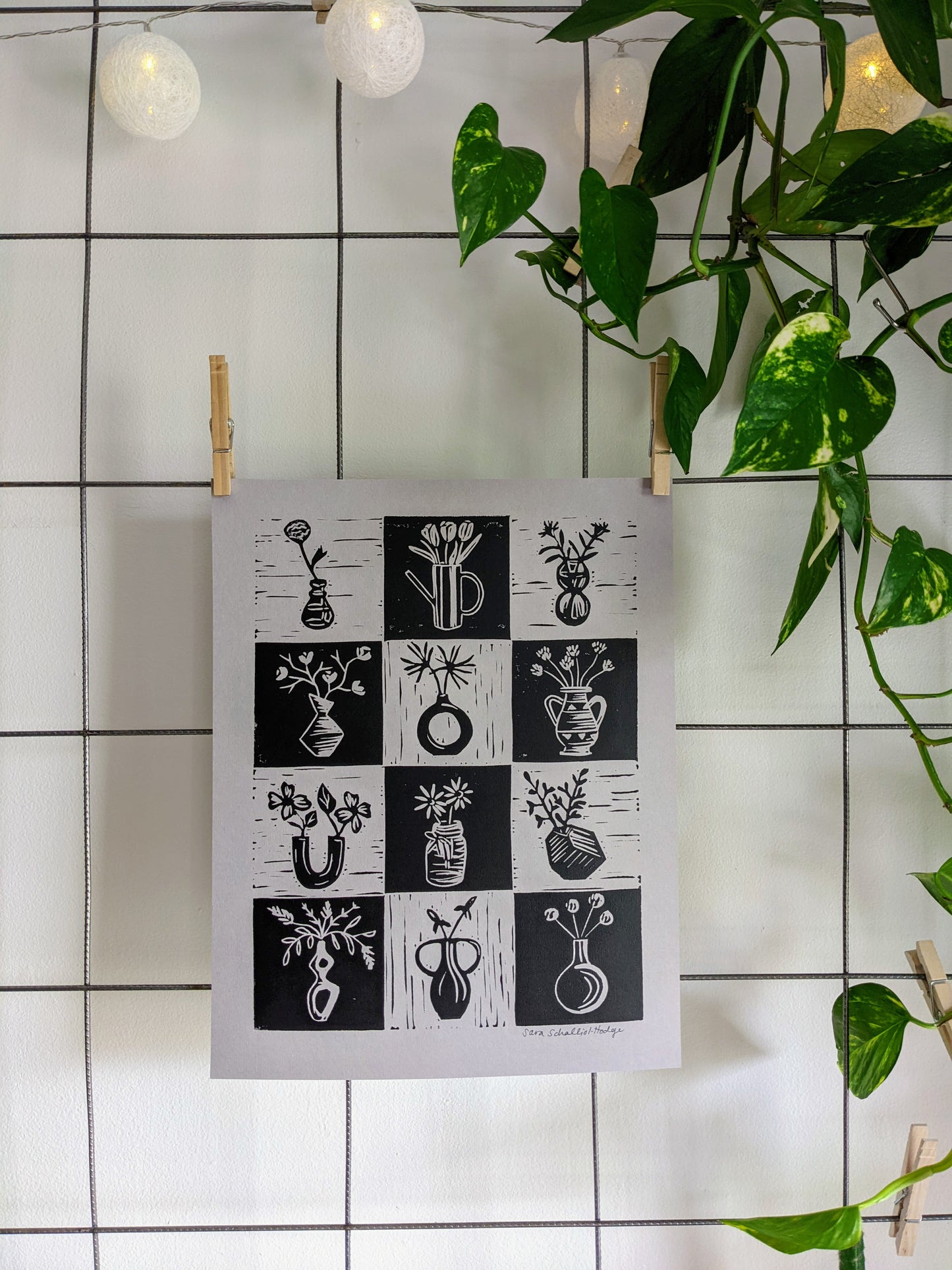 handprinted blockprint | flower grid