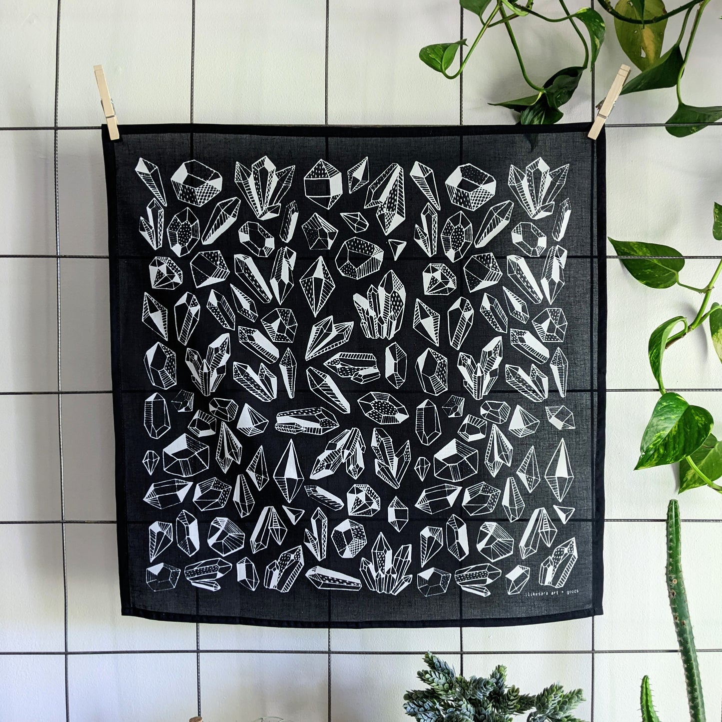 bandana | gem - black & white crystal patterned scarf neckerchief