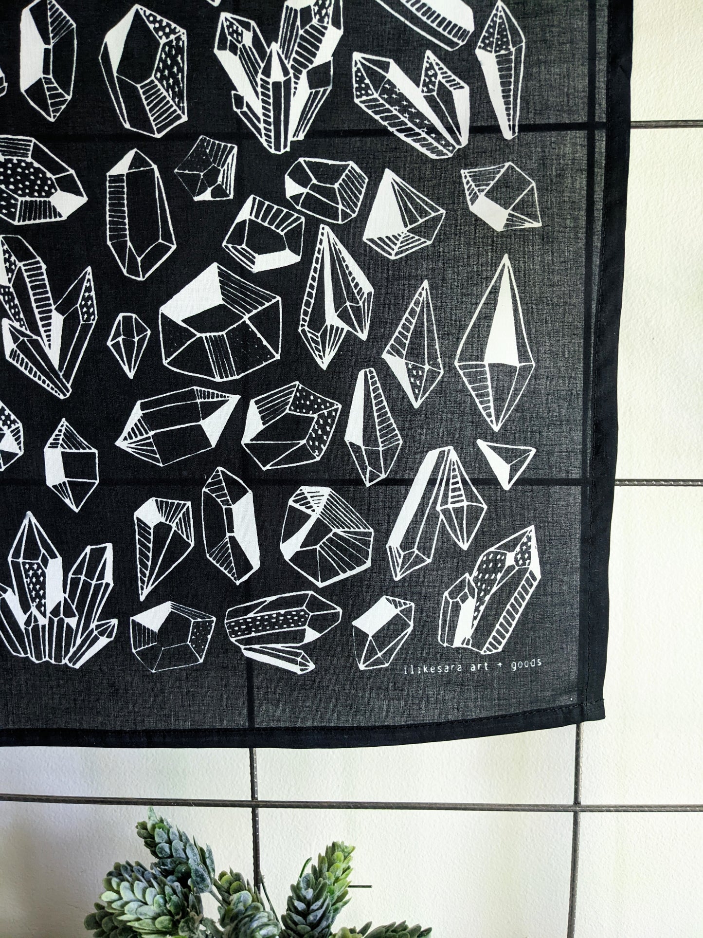 bandana | gem - black & white crystal patterned scarf neckerchief