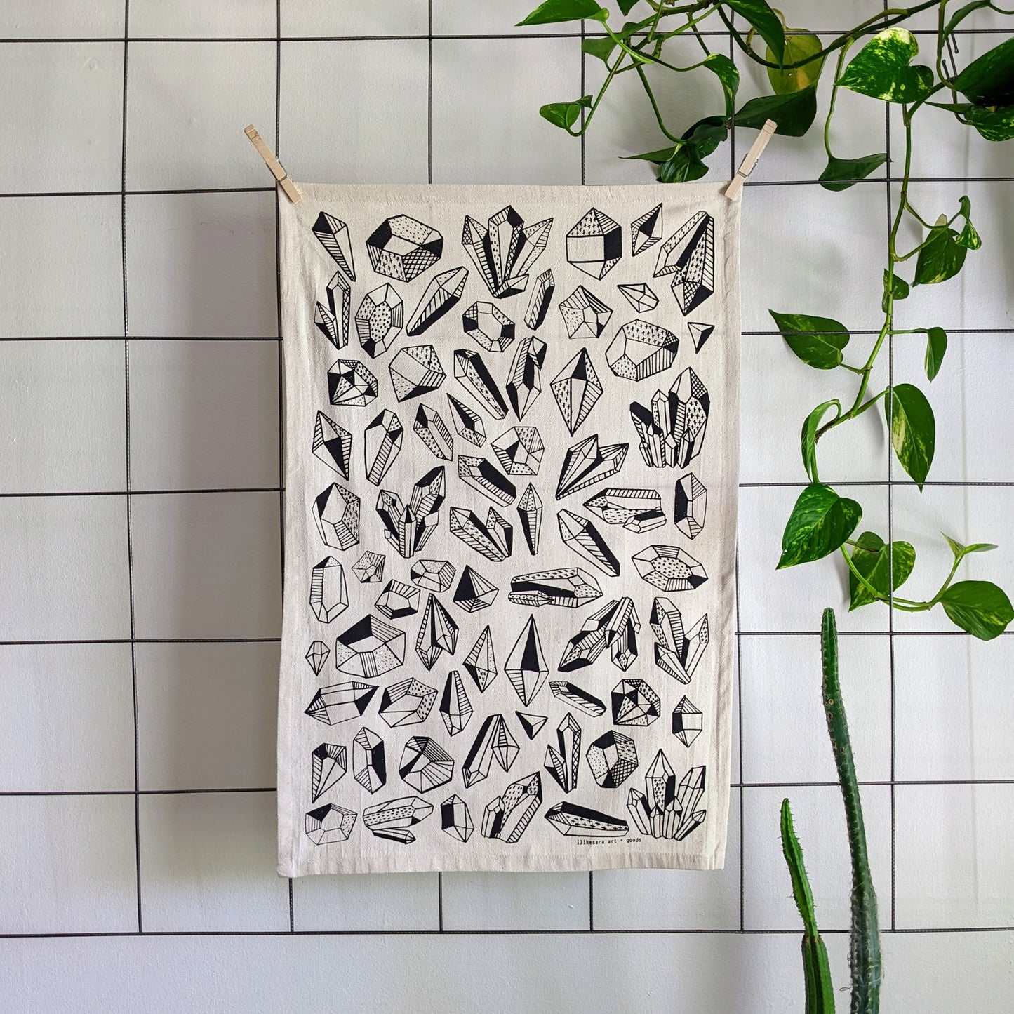 tea towel | gem - crystal pattern cotton flour sack dish cloth