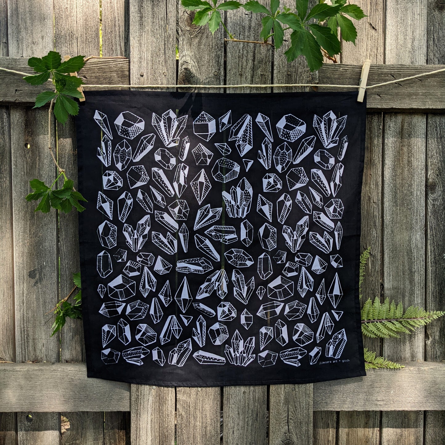 bandana | gem - black & white crystal patterned scarf neckerchief