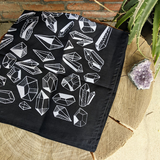 bandana | gem - black & white crystal patterned scarf neckerchief