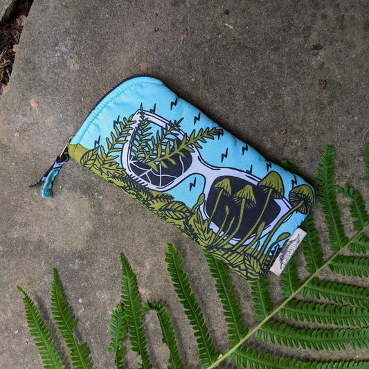 glasses case | nature glasses - green & blue cushioned zipper bag